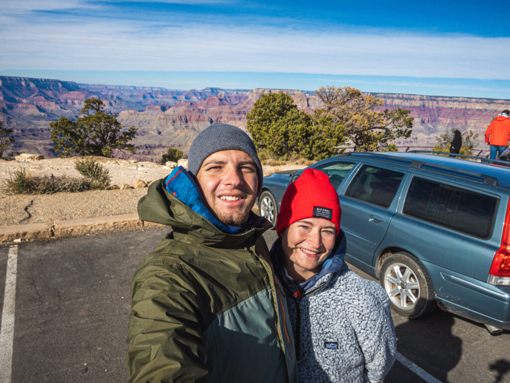 Ein Familienbild. Tobi, Alfonso und ich vor dem Grand Canyon