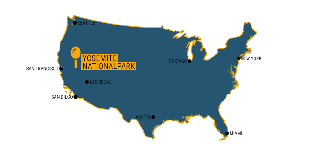 Der Yosemite Nationalpark liegt in Kalifornien, ca 4 Autostunden von San Francisco entfernt.