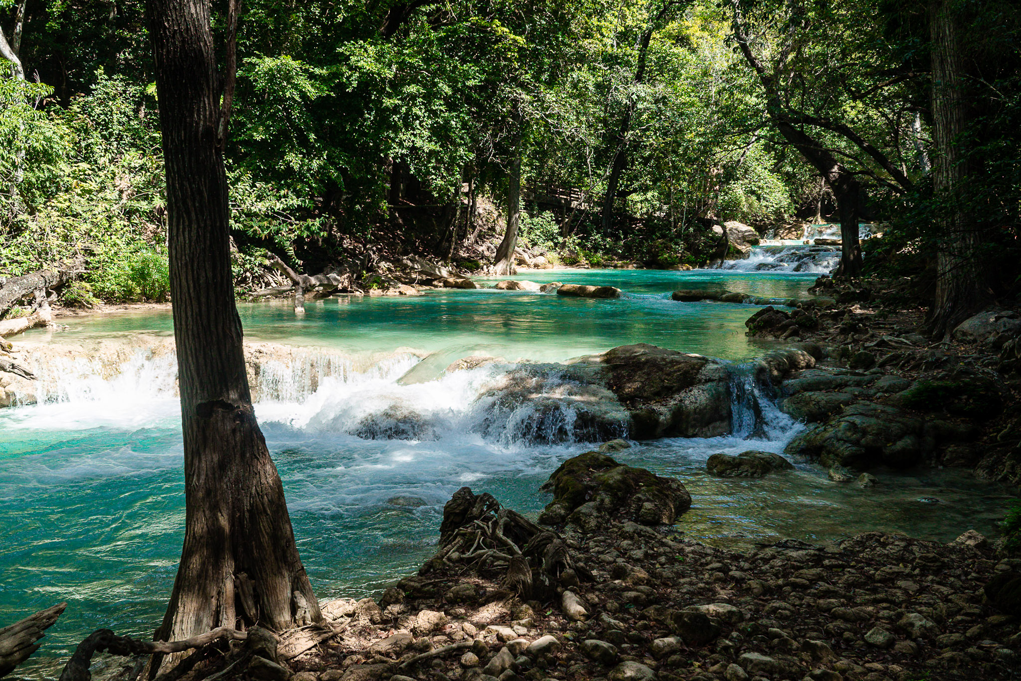 Fluss des El Chiflon, einer der schönsten Orte Mexikos und ein Highlight auf der Mexiko Backpacking Route
