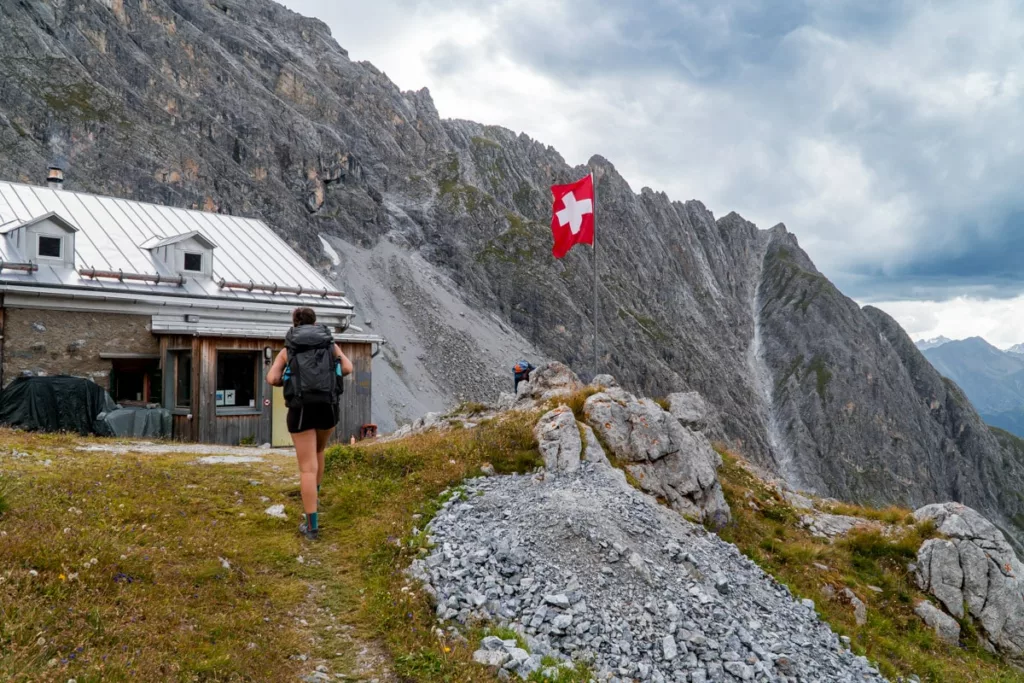 Ankunft an der Lischana Hütte oberhalb von Scoul