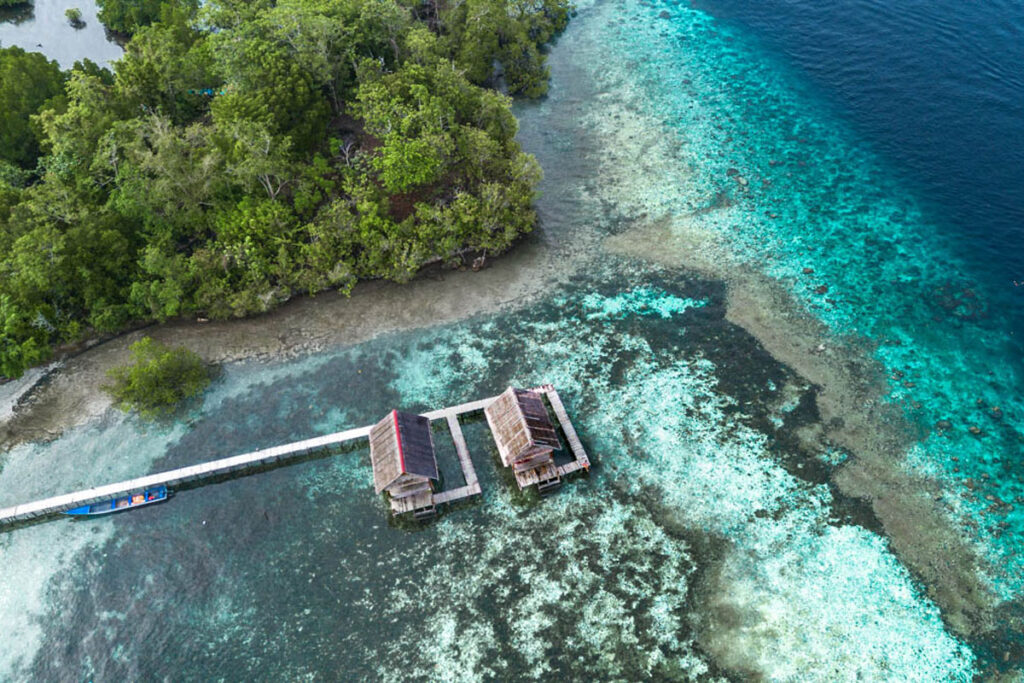 Aussicht von oben auf das Indos Homestay