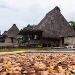Früchte trocknen im traditionellen Dorf Bena