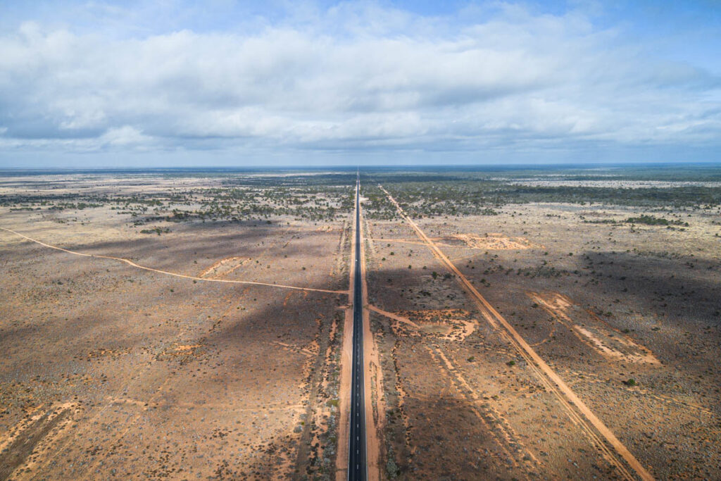 Die Nullarbor Plain Ebene von Oben